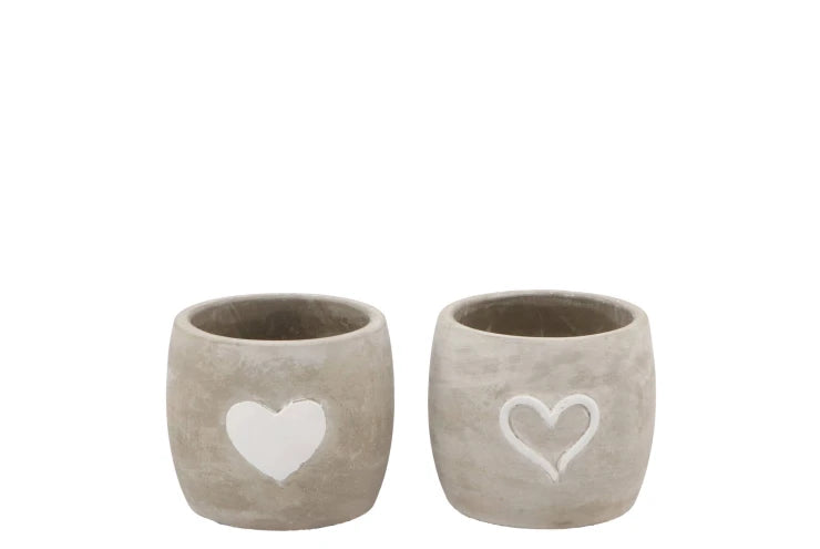 Topf Love grau mit Herz weiss 12x12x11cm,KR521776