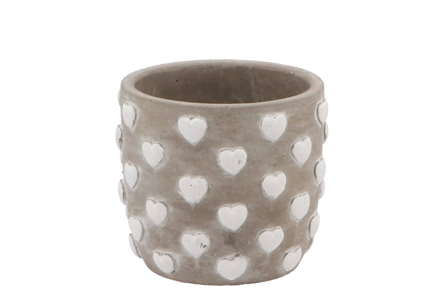 Topf Amore grau Herz weiss 9x9x8cm,KR521765