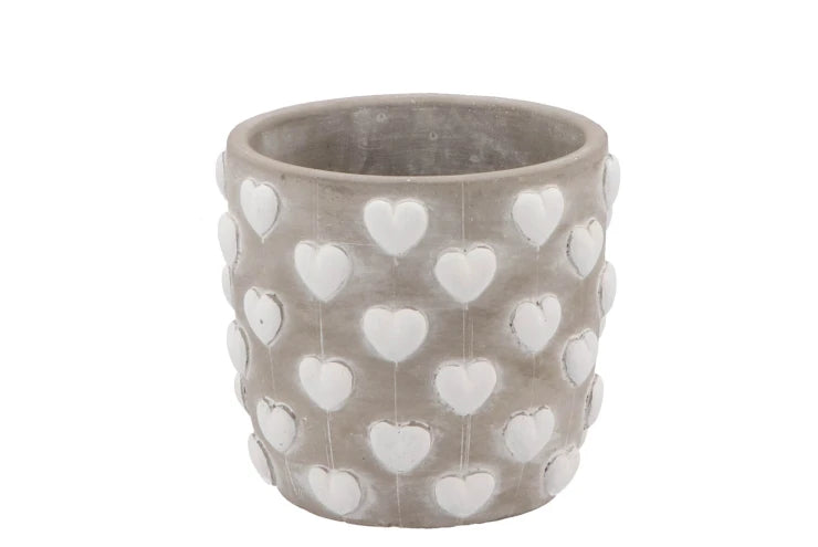 Topf Amore grau Herz weiss 12x12x11cm,KR521766