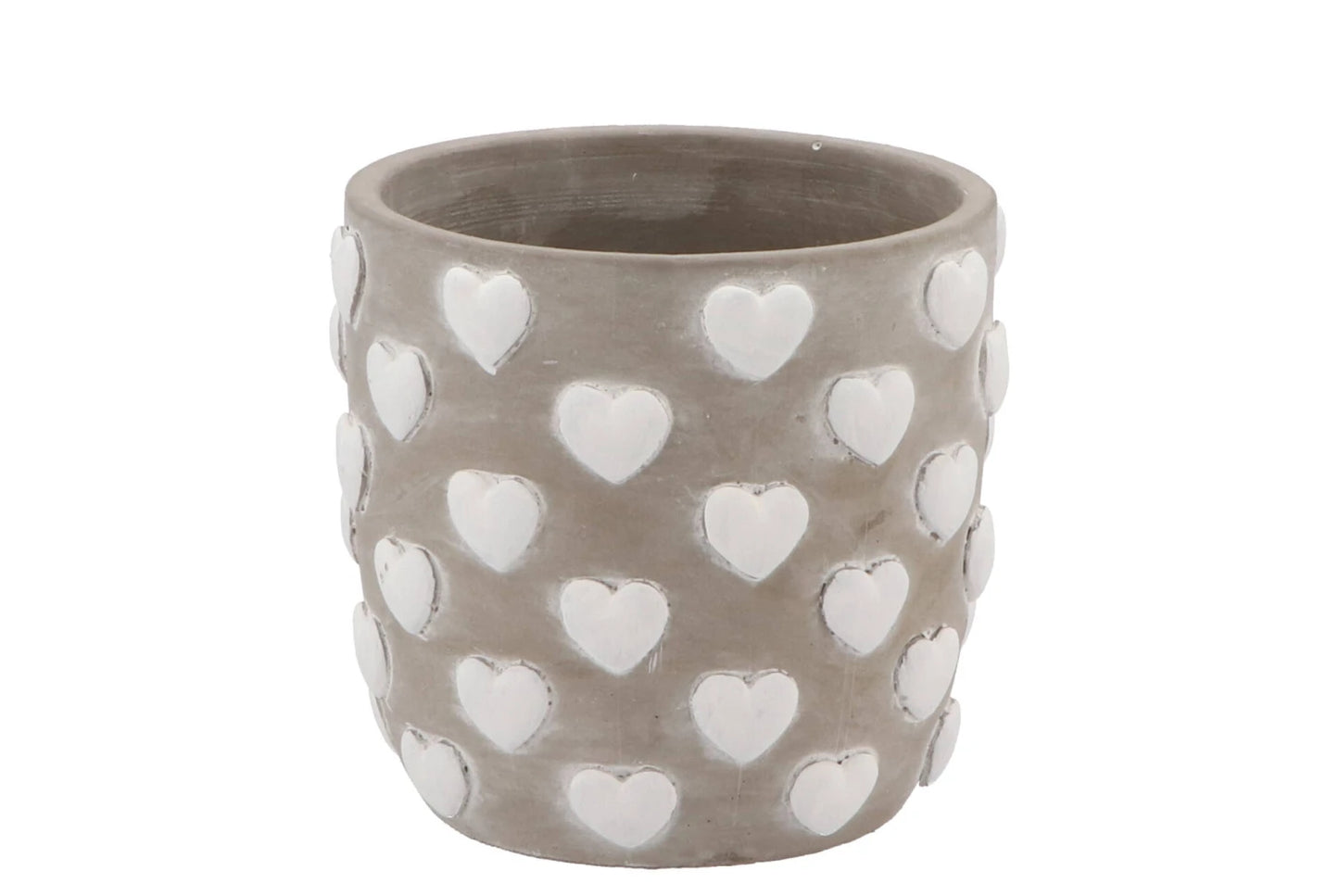 Topf Amore grau Herz weiss 13x13x12cm,KR521767