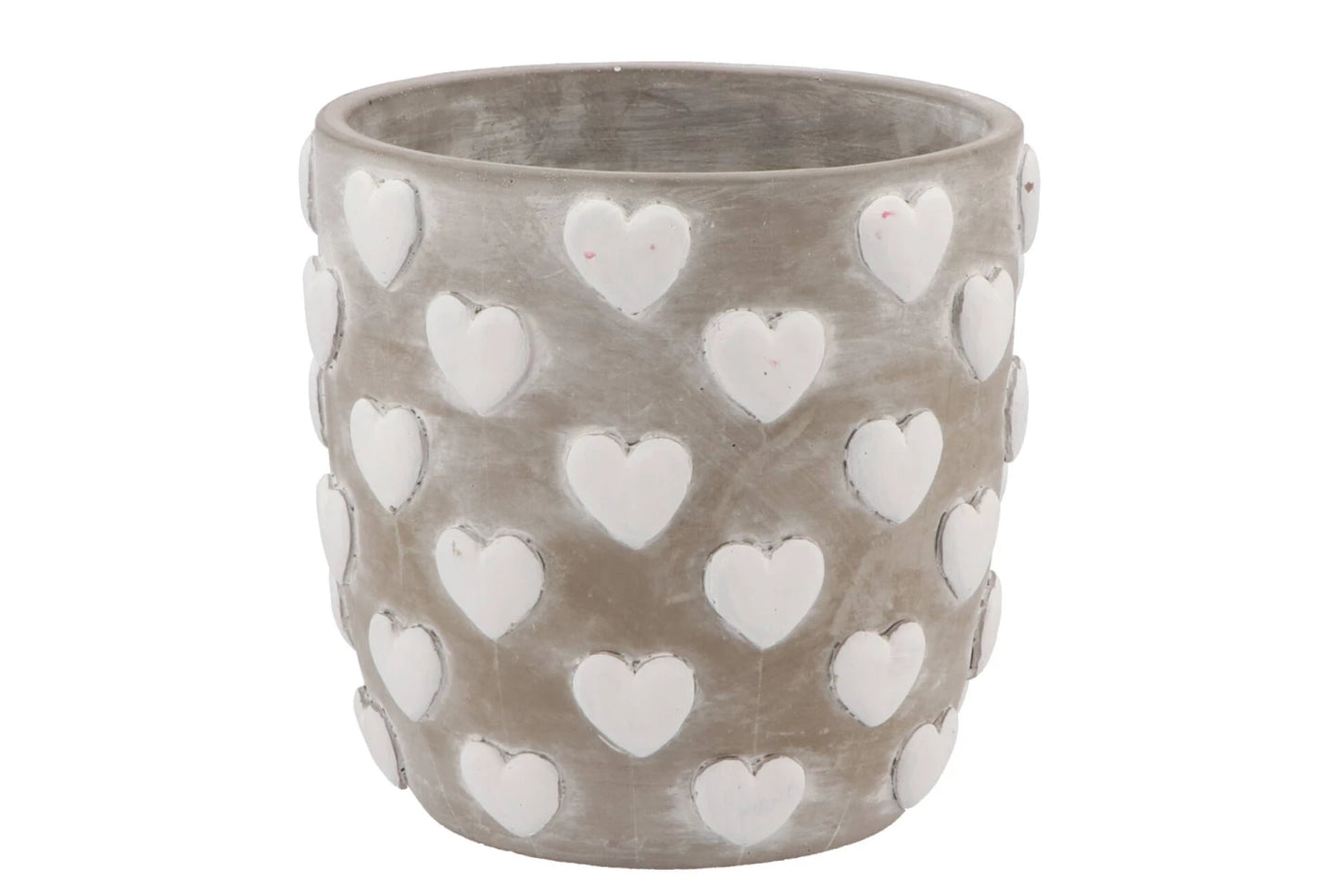 Topf Amore grau Herz weiss 17x17x16cm,KR521769