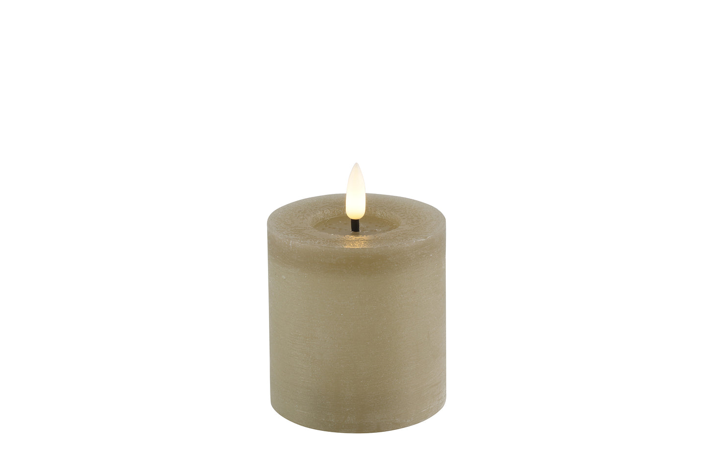 Stumpenkerze Rustikal 7,5cm,LED rd Lyon S beige,L7,5B7,5H8cm