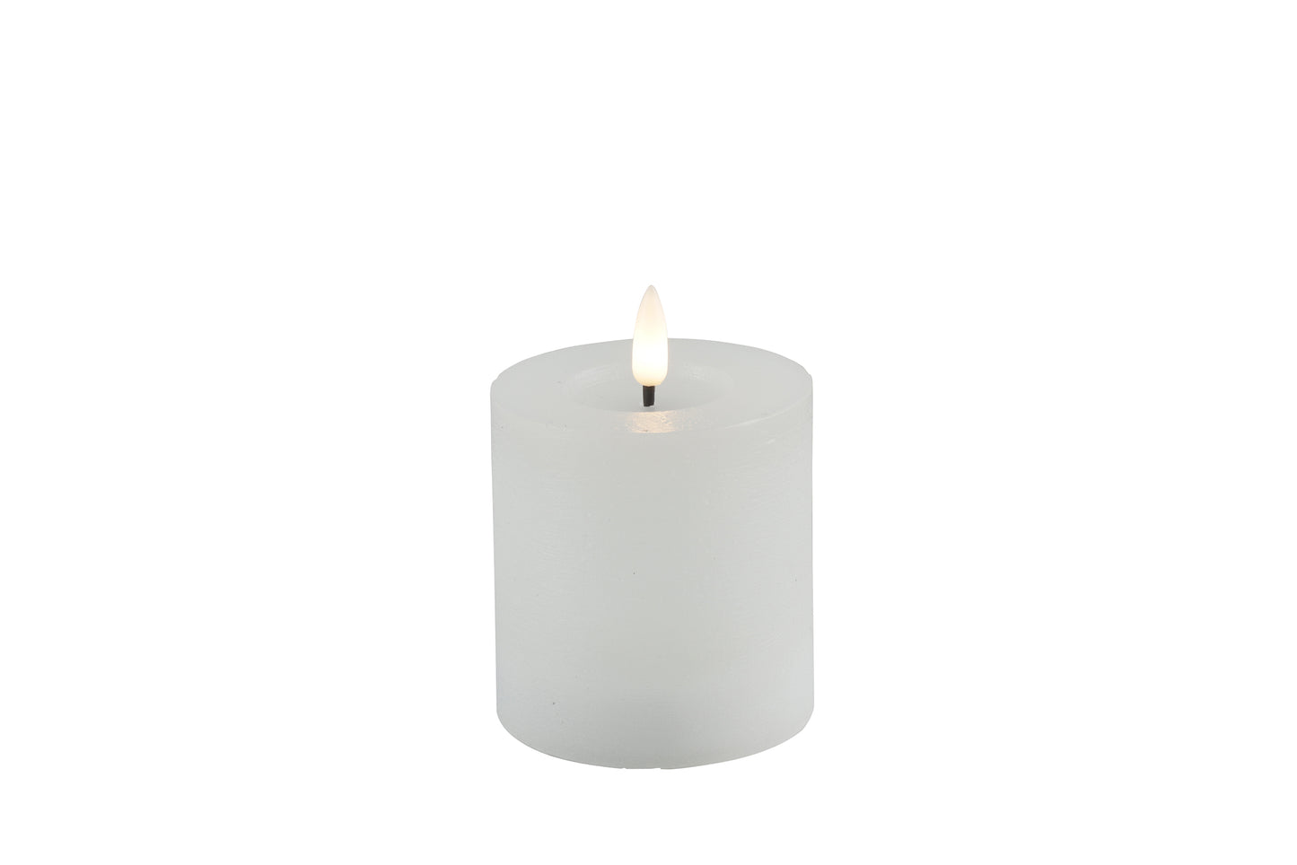 Stumpenkerze Rustikal 7,5cm,LED rd Lyon S weiss,L7,5B7,5H8cm