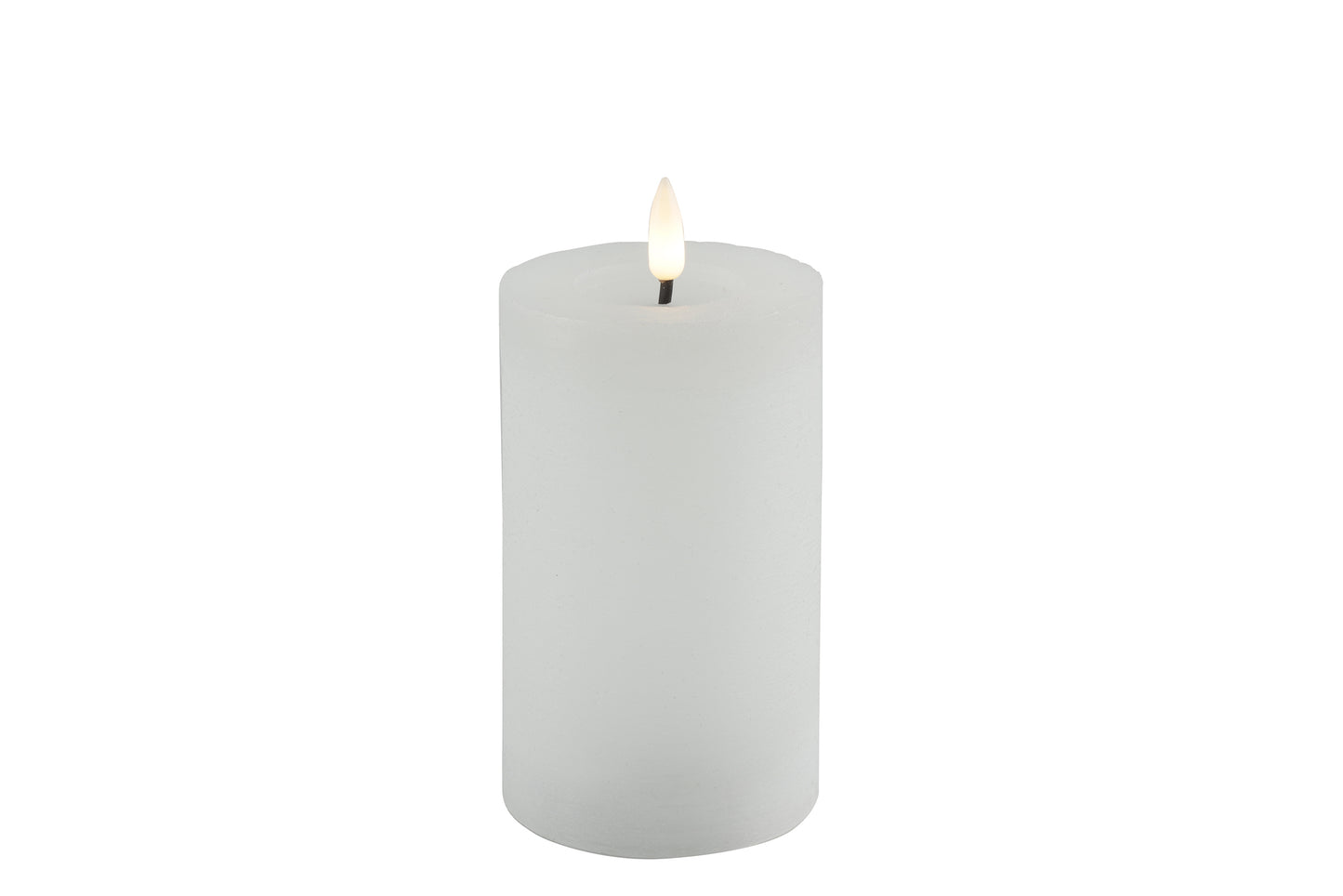 Stumpenkerze Rustikal 7,5cm,LED rd Lyon M weiss ,L7,5B7,5H12,5cm