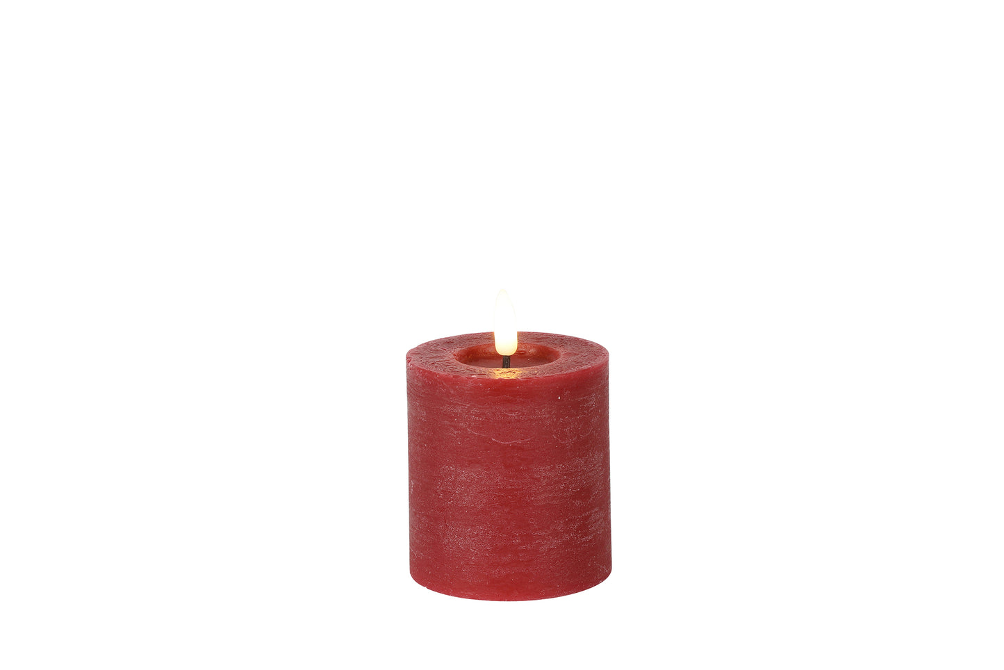 Stumpenkerze Rustikal 7,5cm,LED rd Lyon S rot,L7,5B7,5H8cm