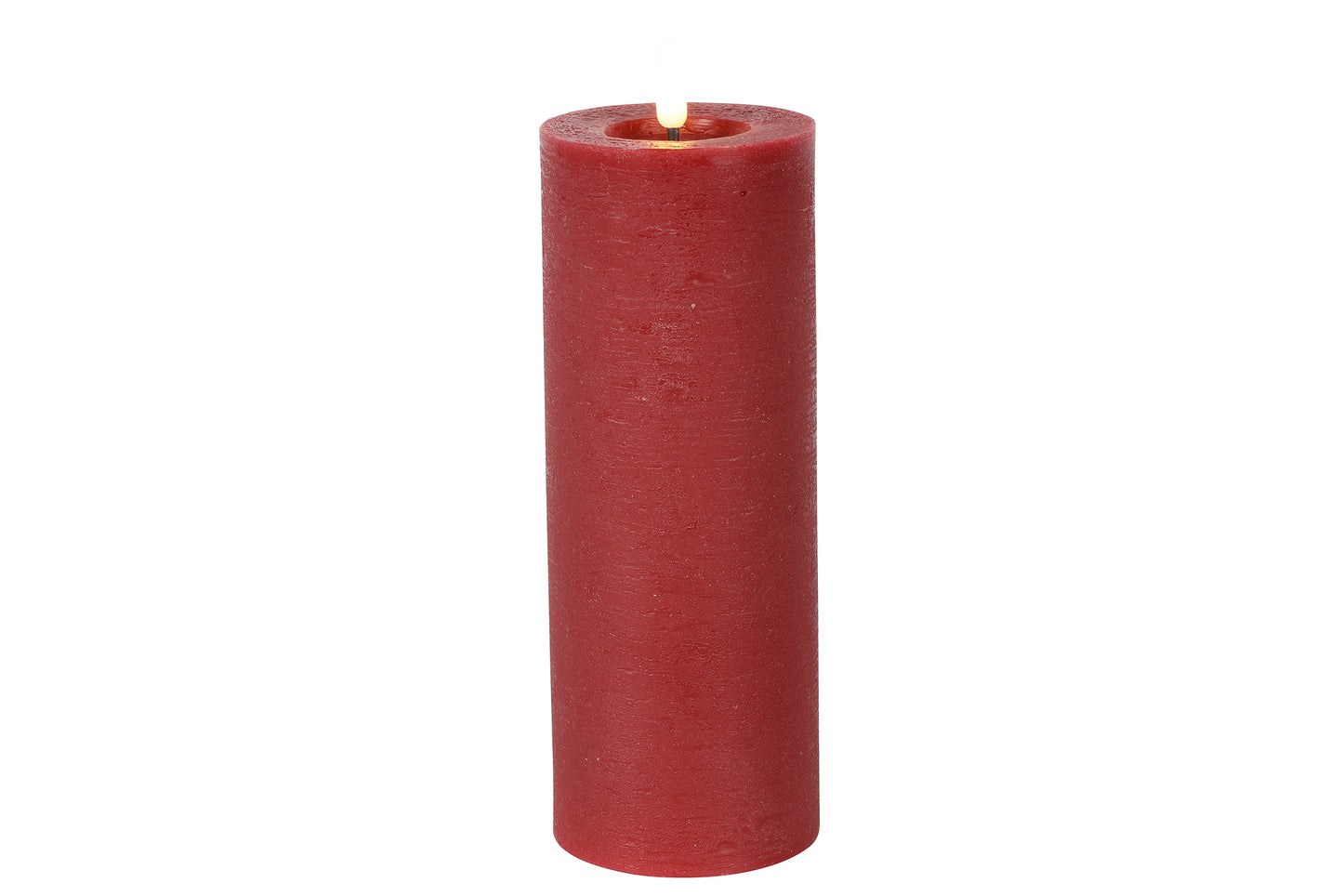 Stumpenkerze Rustikal 7,5cm,LED rd Lyon XL rot,L7,5B7,5H20cm