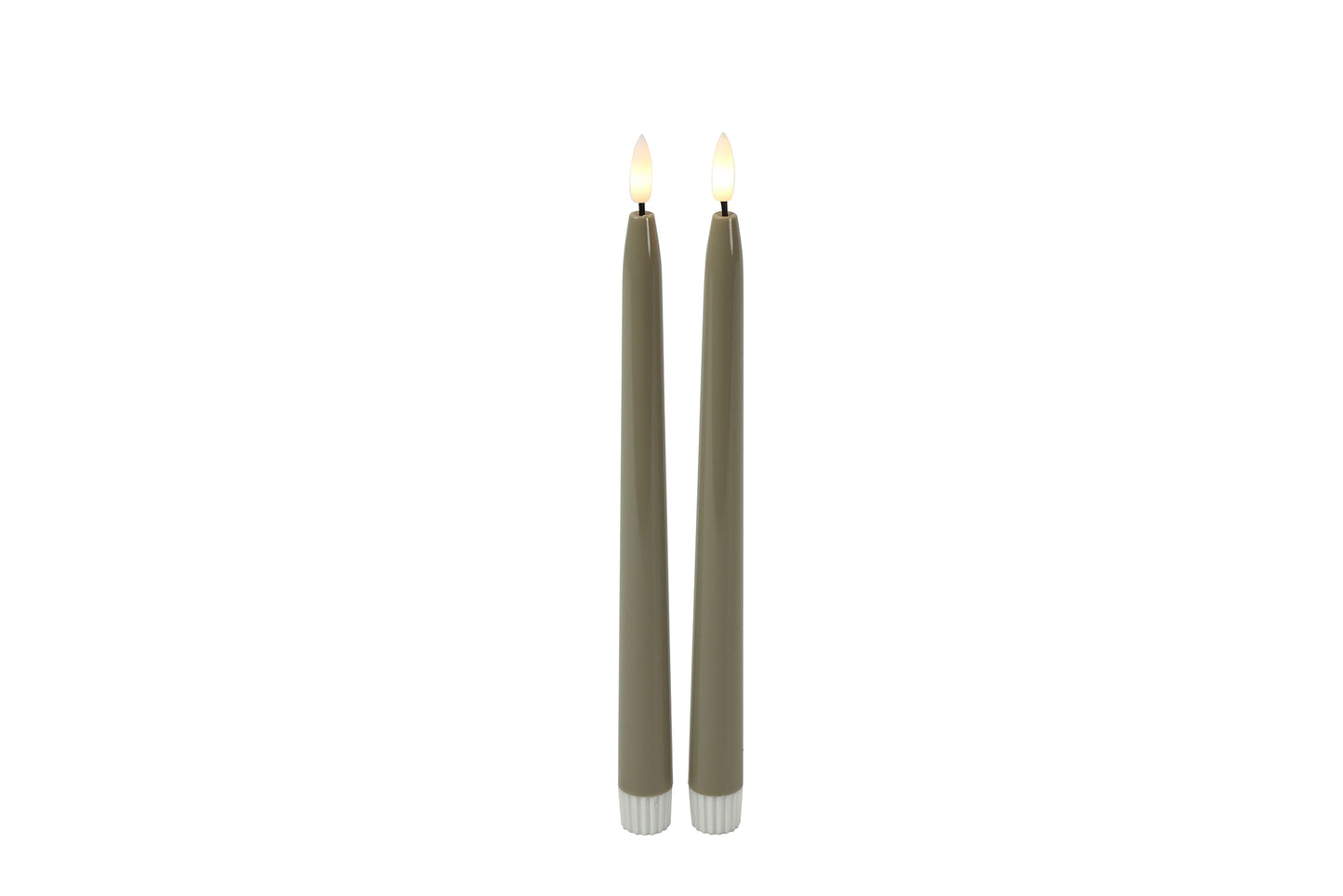 Tischkerze gotisch 2,2cm,LED rd Elegance S s/2 beige H28cm