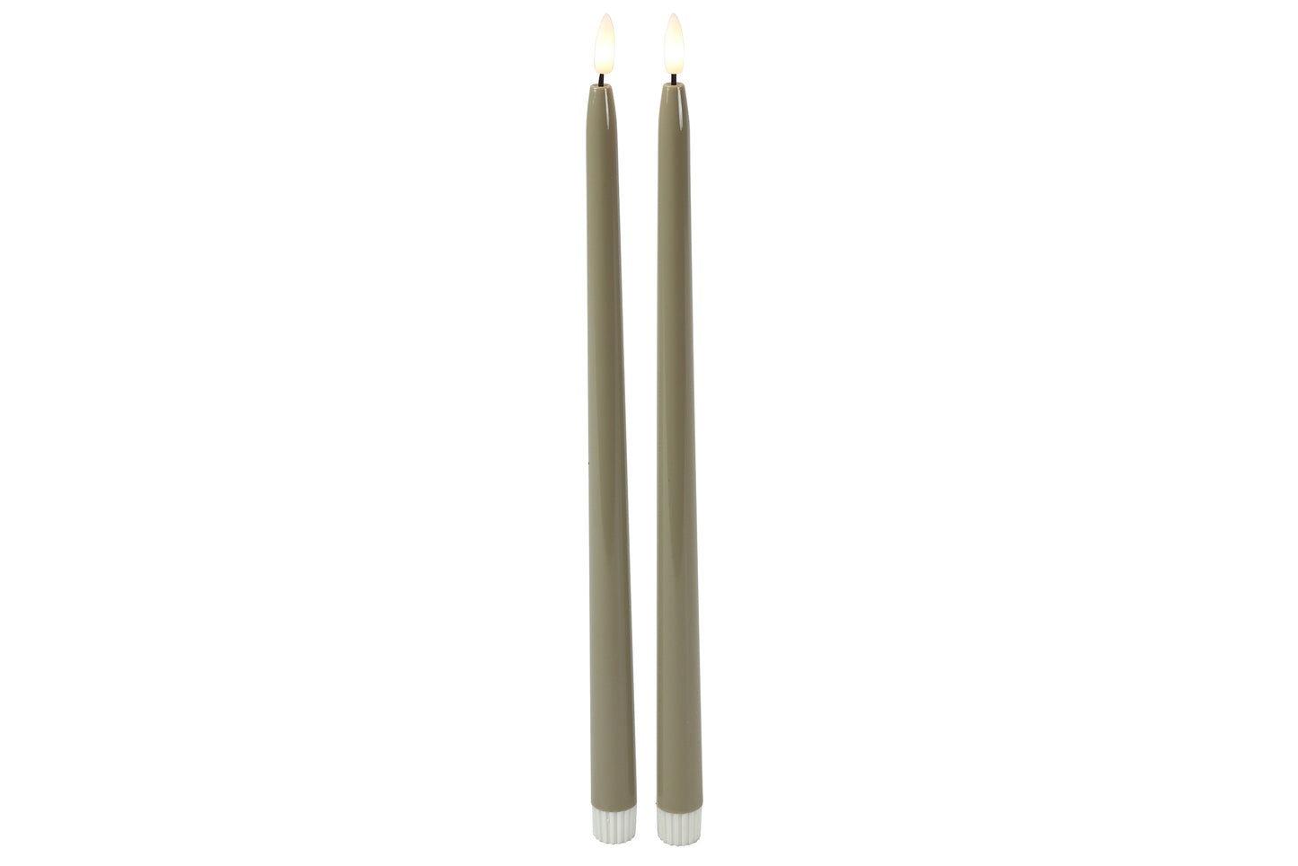 Tischkerze gotisch 2,2cm,LED rd Elegance L s/2 beige H38cm