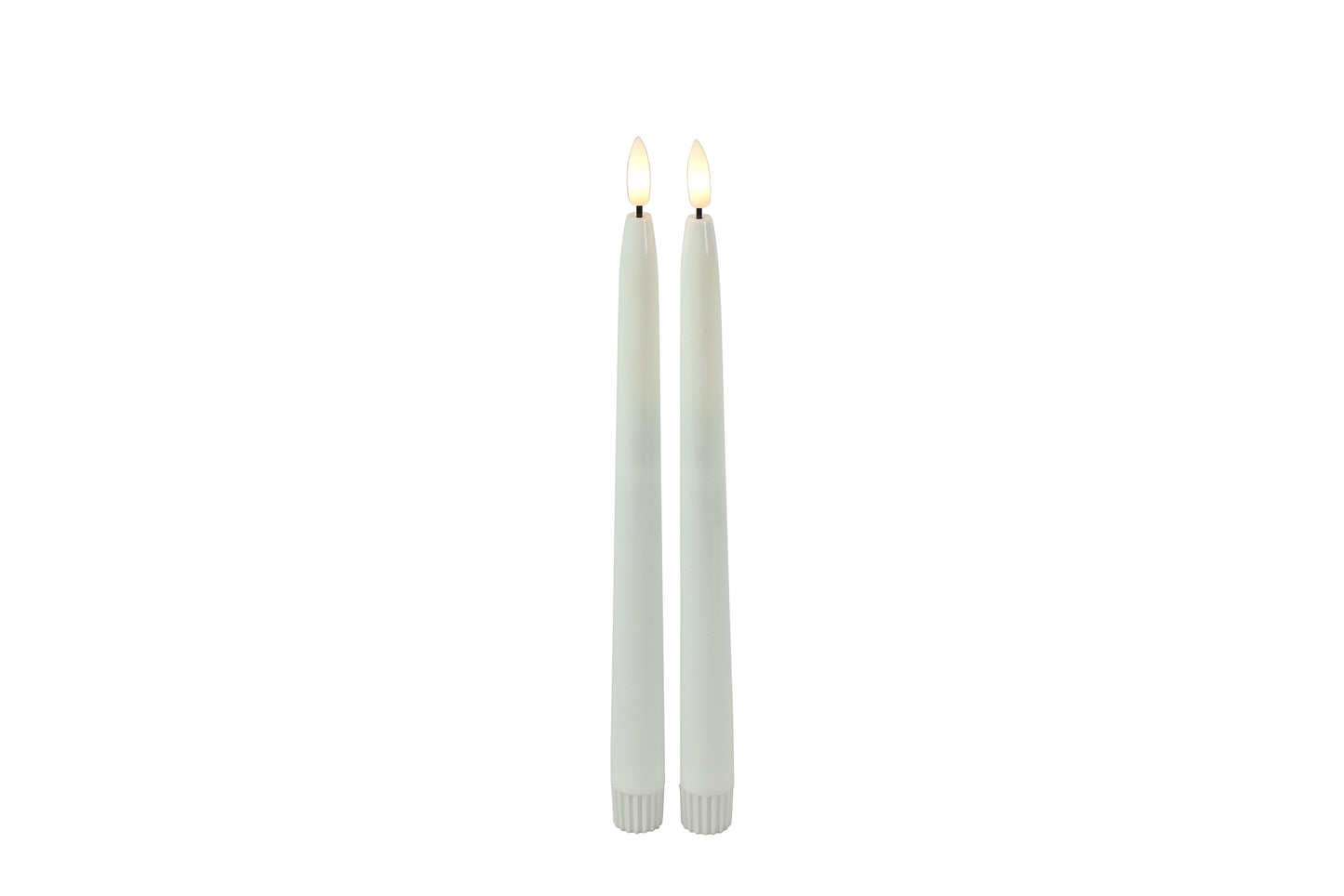 Tischkerze gotisch 2,2cm,LED rd Elegance S s/2 weiss H28cm
