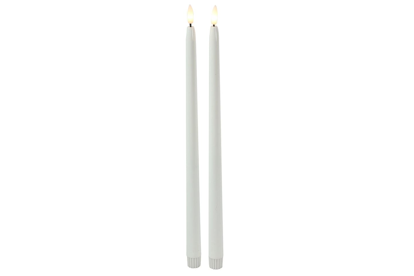 Tischkerze gotisch 2,2cm,LED rd Elegance L s/2 weiss H38cm