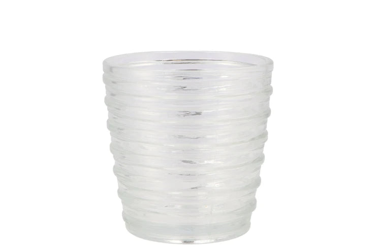 Glas Topf mit Riffel 13x13cm,KR350211