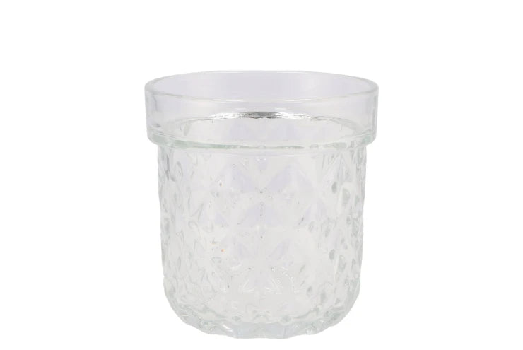 Glas Topf mit 13x14cm Karo Motif,KR351046