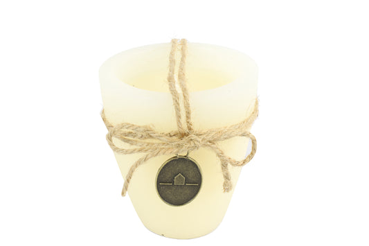 Kerze Becher rd 8cm, Tonnie S creme, L8B8H9cm
