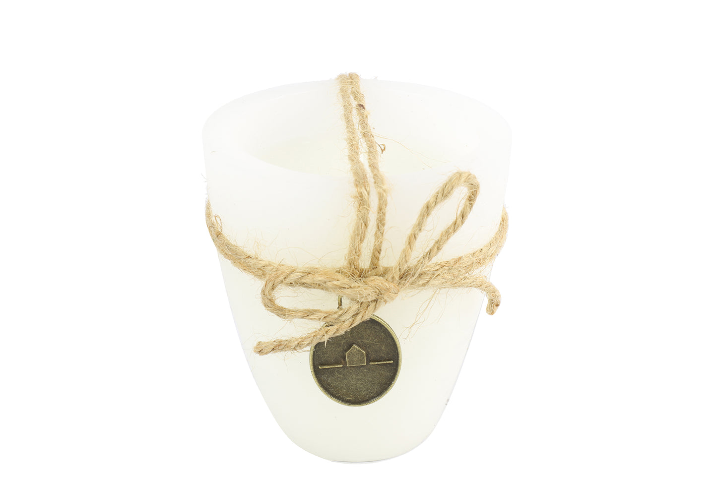 Kerze Becher rd 8cm, Tonnie S weiss, L8B8H9cm